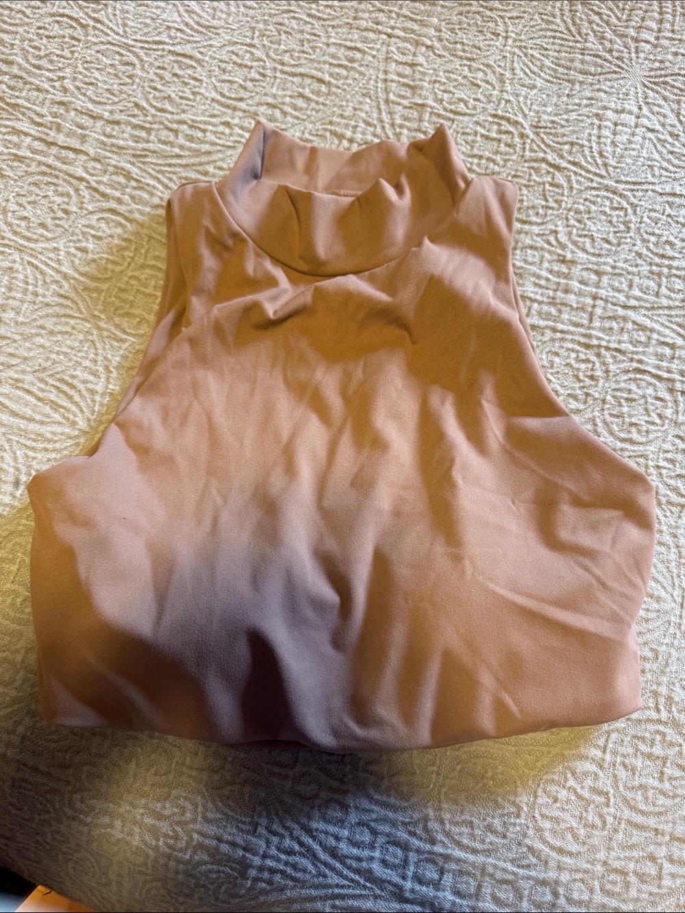 Sleeveless High Neck Crop Top / Workout Top - Mauve Pink